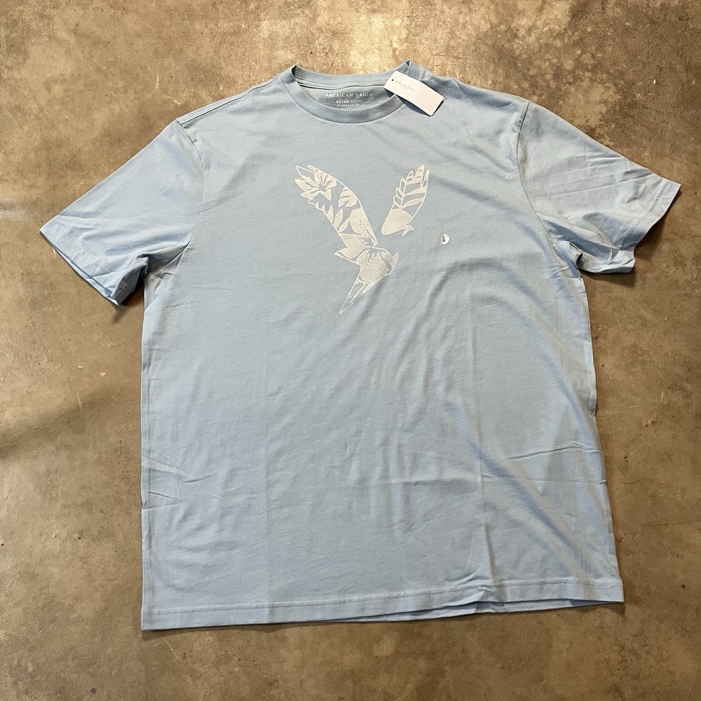 American Eagle Tee Shirt Mens Size Large Blue Short Sleeve Top Eagle Logo